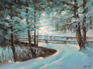 Painting titled "Winter in park. Bri…" by Mark Kremer, Original Artwork, Oil