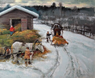 Pintura intitulada "For hay. Zimka" por Mark Kremer, Obras de arte originais, Óleo