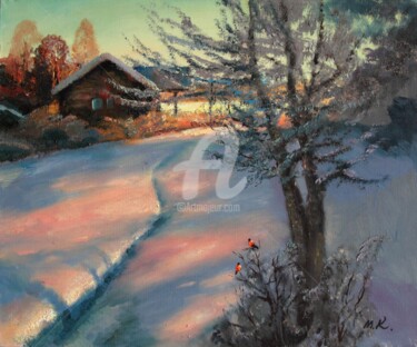 Pittura intitolato "Winter night. Bullf…" da Mark Kremer, Opera d'arte originale, Olio