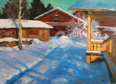 Painting titled "Village motive" by Mark Kremer, Original Artwork, Oil