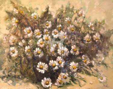 Peinture intitulée "Camomiles and wild…" par Mark Kremer, Œuvre d'art originale, Huile