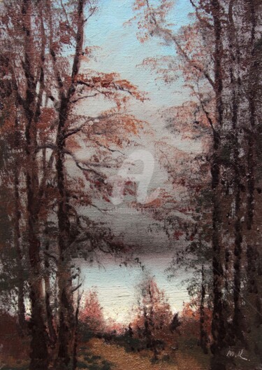 Painting titled "Fog on the like" by Mark Kremer, Original Artwork, Oil
