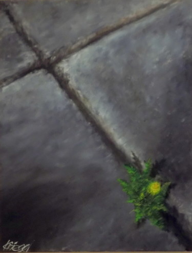 Peinture intitulée "Sidewalk dandelions" par Alexander Kriegel, Œuvre d'art originale, Huile Monté sur Châssis en bois