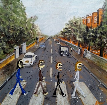 Painting titled "Zombie Road" by Kriev, Original Artwork, Acrylic