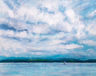 Au bord du lac de Neuchâtel Peinture intitulée "Au bord du lac de N…" par Christian Schnider (Krigou), Œuvre d'art originale, Huile