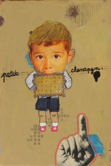 Collages intitulée "P'tit chenapan" par K.Rin, Œuvre d'art originale