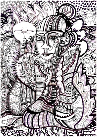「Африканка」というタイトルの絵画 Кристина Школьнаяによって, オリジナルのアートワーク, インク