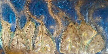 Painting titled "Golden leafs" by Kris Coene, Original Artwork, Acrylic