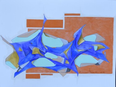 Painting titled "Graff 6 2023" by Christophe Caniac, Original Artwork, Watercolor