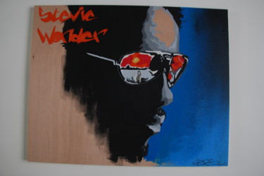 Painting titled "Stevie Wonder" by Christophe Caniac, Original Artwork, Acrylic