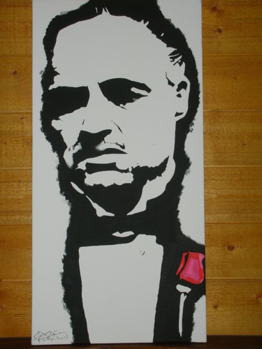 Schilderij getiteld "Marlon Brando" door Christophe Caniac, Origineel Kunstwerk