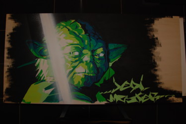 Painting titled "Yoda" by Christophe Caniac, Original Artwork, Acrylic