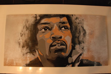 Peinture intitulée "jimi-hendrix" par Christophe Caniac, Œuvre d'art originale, Acrylique