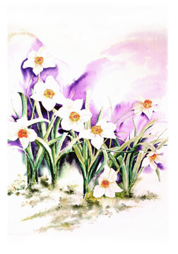 Peinture intitulée "Daffodils" par Kris Killman, Œuvre d'art originale