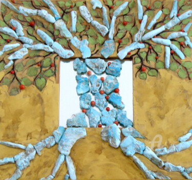 Sculpture titled "L'albero immaginario" by Krisalide, Original Artwork, Mosaic