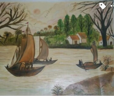 Pintura titulada "River" por Krishna Art Gallery, Obra de arte original, Oleo