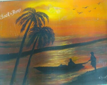 Painting titled "Back to home" by Krishna Art Gallery, Original Artwork, Oil