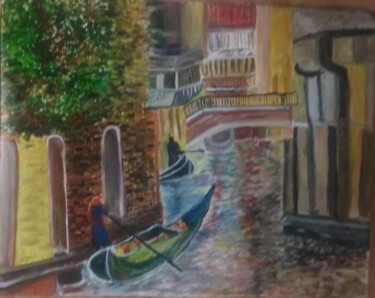 Painting titled "An street of Venice…" by Krishna Art Gallery, Original Artwork, Oil