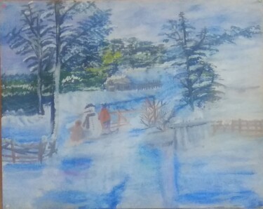 Painting titled "Snow covered winter…" by Krishna Art Gallery, Original Artwork, Oil