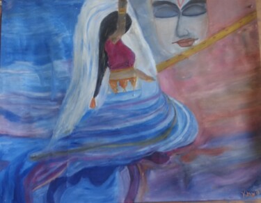 Картина под названием "Abstract art of Kri…" - Krishna Art Gallery, Подлинное произведение искусства, Масло