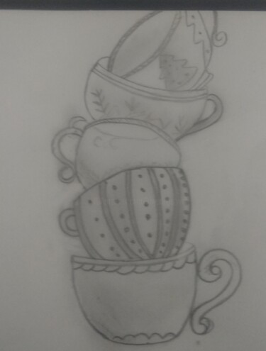 Drawing titled "Cups" by Krishna Art Gallery, Original Artwork, Pencil