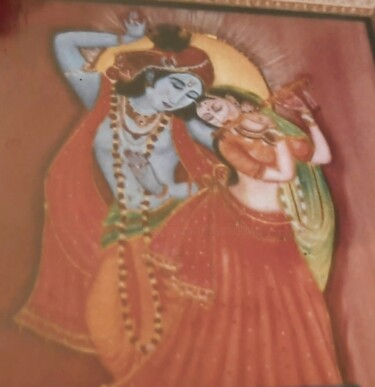 Painting titled "Radhey Krishna lovi…" by Krishna Art Gallery, Original Artwork, Oil