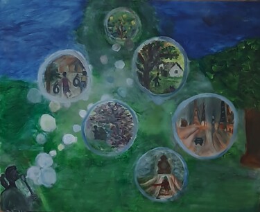 Malerei mit dem Titel "Shades of life in a…" von Krishna Art Gallery, Original-Kunstwerk, Öl