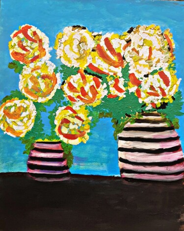 "Flowers in vase" başlıklı Tablo Krishna Art Gallery tarafından, Orijinal sanat, Akrilik