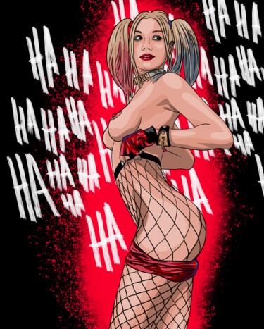 Arts numériques intitulée "Harley Quinn? Nude" par Kmihov, Œuvre d'art originale, Peinture numérique