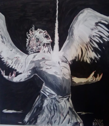 Painting titled "angel chained falle…" by Kriss, Original Artwork, Acrylic