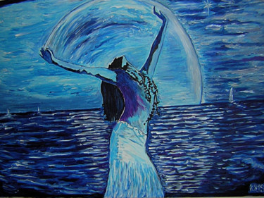 Картина под названием "moon light" - Kriss, Подлинное произведение искусства, Акрил