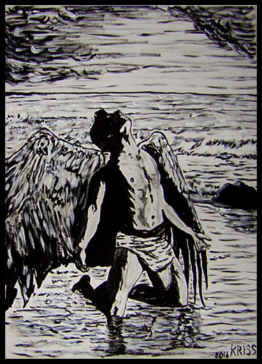 Картина под названием "angel chained 3" - Kriss, Подлинное произведение искусства, Акрил