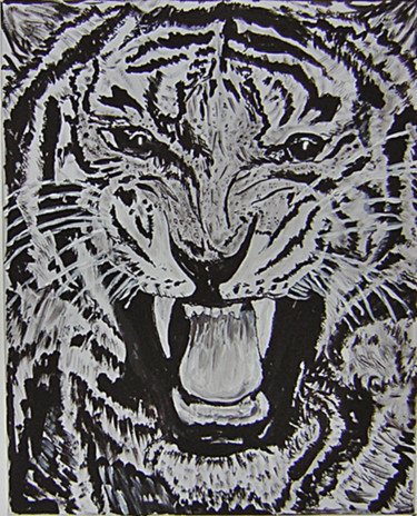 Pittura intitolato "tiger roar" da Kriss, Opera d'arte originale, Acrilico