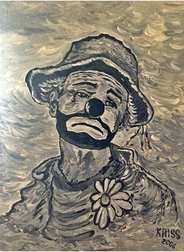 Картина под названием "sad clown 01" - Kriss, Подлинное произведение искусства, Акрил