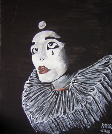 Malerei mit dem Titel "Pierrot" von Kriss, Original-Kunstwerk, Acryl