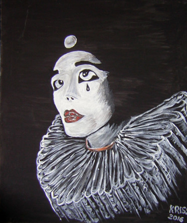 Amazon.co.jp: ピエロ原画パステル絵画アートやけ酒pierrot