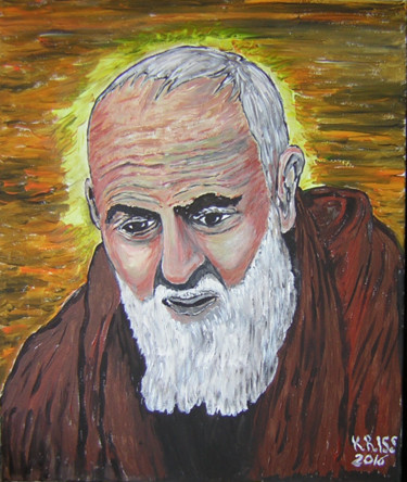 Peinture intitulée "San Padre Pio" par Kriss, Œuvre d'art originale, Acrylique