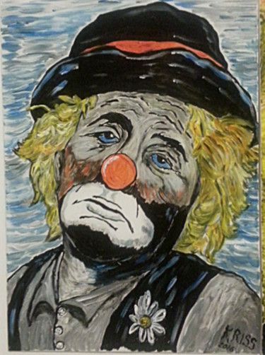 Painting titled "Sad Clown" by Kriss, Original Artwork, Acrylic