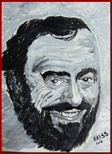 Painting titled "Luciano Pavarotti" by Kriss, Original Artwork, Acrylic