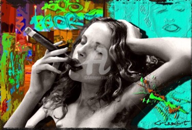 Collages titled "LOLITA WITH A CIGAR" by Krissart, Original Artwork