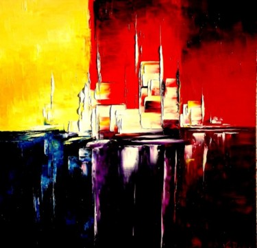 Painting titled "Manhattan city" by Kristeen Van  Ryswyck, Original Artwork, Oil