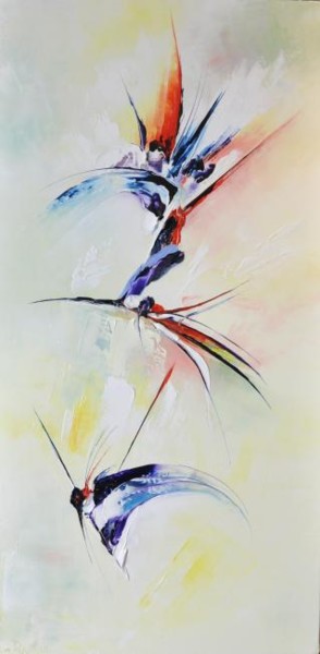 Peinture intitulée "Colibri" par Kristeen Van  Ryswyck, Œuvre d'art originale, Huile