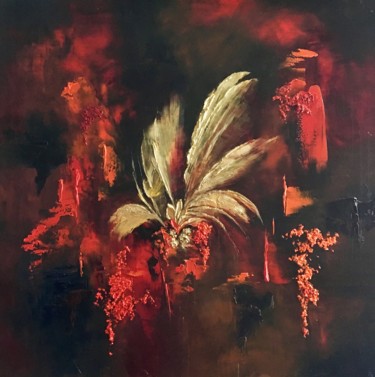 Peinture intitulée "La Fleur Sacrée" par Kristeen Van  Ryswyck, Œuvre d'art originale, Huile