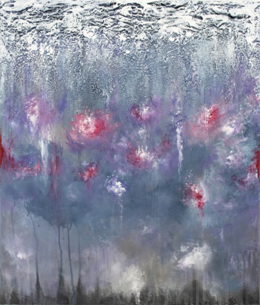 Painting titled "Snow Roses" by Kristen Jelly, Original Artwork, Acrylic