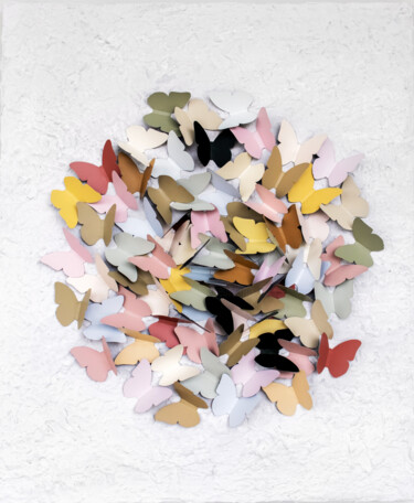 Escultura intitulada "Recycle butterfly" por Kristen Jelly, Obras de arte originais, Papel Montado em Armação em madeira