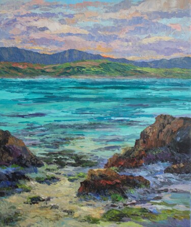 Painting titled "Kailua Escape" by Kristen Olson Stone, Original Artwork, Oil Mounted on Wood Stretcher frame