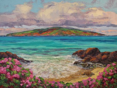 Pintura titulada "Turtle Cove, Maui" por Kristen Olson Stone, Obra de arte original, Oleo