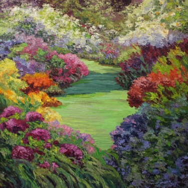 Painting titled "European Garden" by Kristen Olson Stone, Original Artwork, Oil