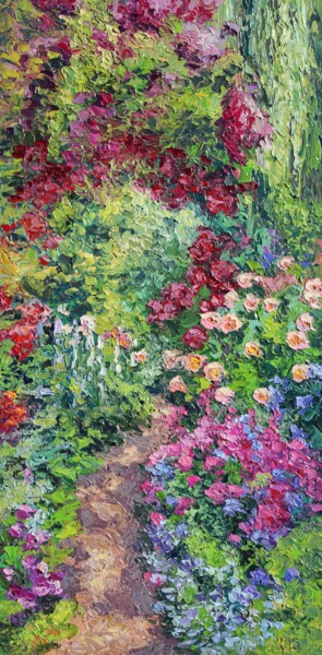 Картина под названием "Secret Garden" - Kristen Olson Stone, Подлинное произведение искусства, Масло Установлен на Деревянна…