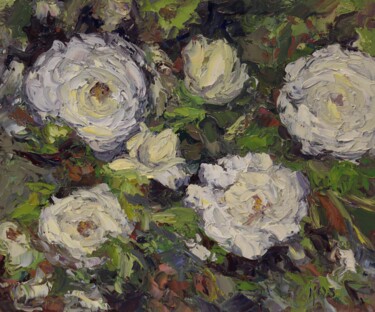 Painting titled "Tranquility Roses" by Kristen Olson Stone, Original Artwork, Oil